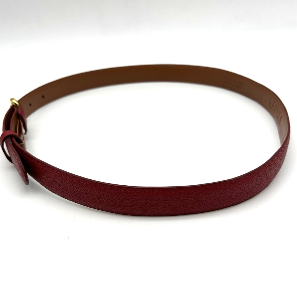 Lauren Ralph Lauren Pebbled Cherry Red Gold-tone Buckle Skinny Belt M 31-35" - Picture 4 of 16